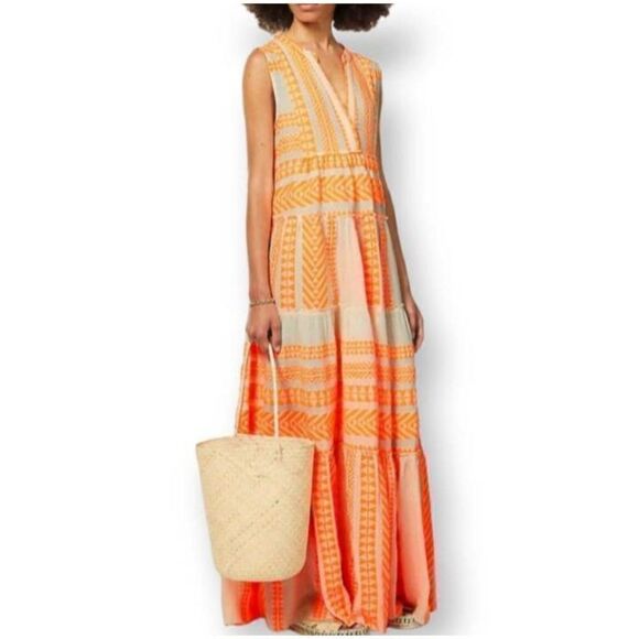 PINK & ORANGE MAXI DRESS SZ.S EUC. GORGEOUS DRESS IN EXCELLENT USED CONDITION. - Picture 1 of 8